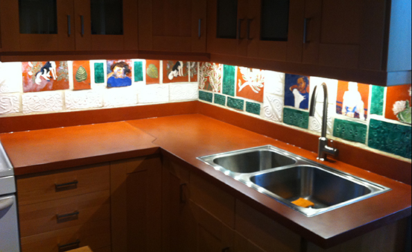 Terra cotta colored counter top